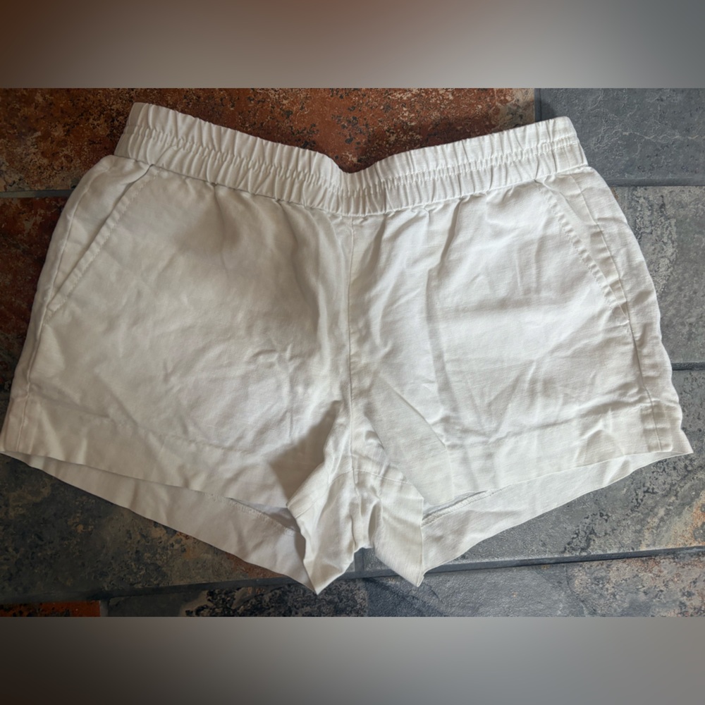 J. Crew Shorts Women’s Size 6 White Chino Pockets Knit Linen cotton Blend